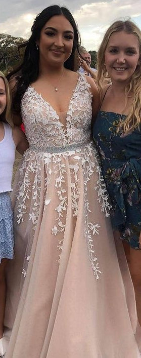 Tulle Long Prom Dresses with Appliques and Beading,Evening Dresses,Winter Formal Dresses,BP654