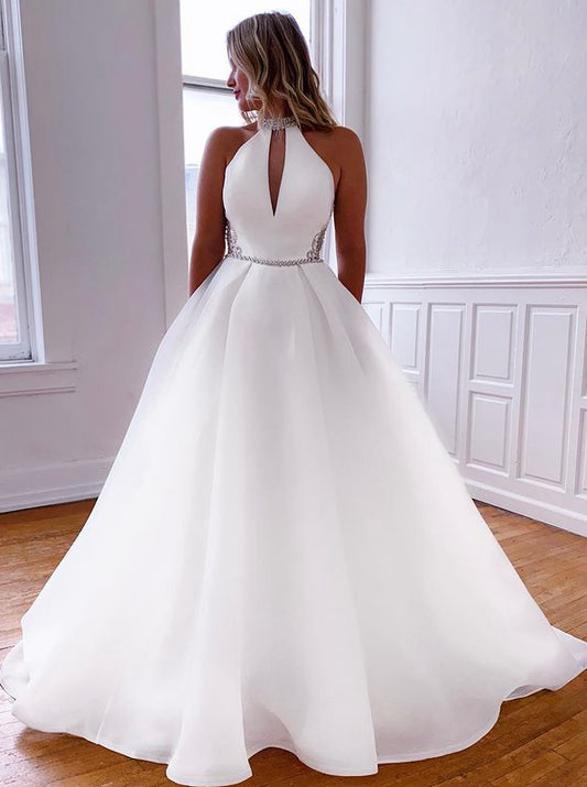High Neck Wedding Dress with Pocket ,Fashion Custom made Bridal Dress PDW138