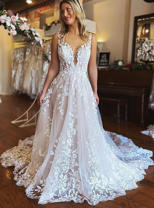 A-line Lace/Tulle Wedding Dress,Fashion Custom made Bridal Dress PDW140