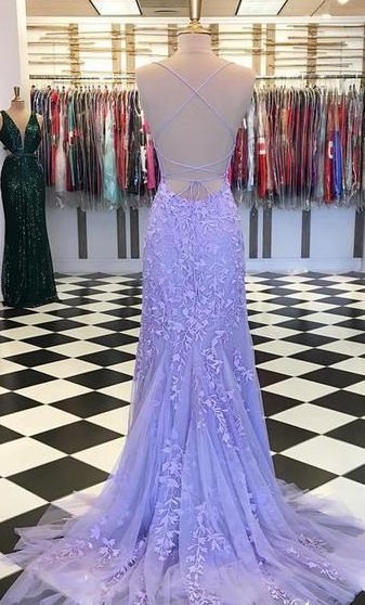 Mermaid Tulle Long Prom Dresses with Applique and Beading PDP0464