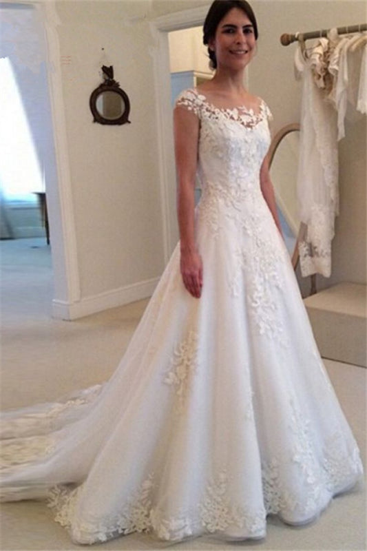 A-line Wedding Dress with Applique ,Fashion Custom made Bridal Dress PDW021
