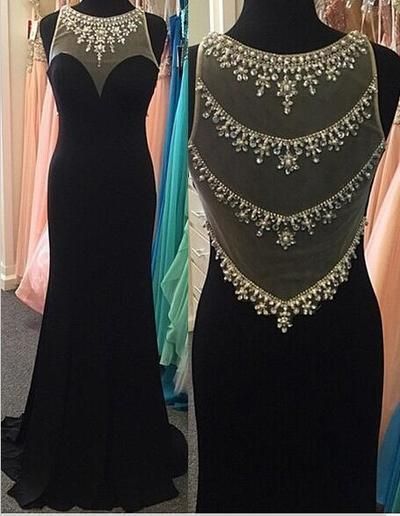 Black Mermaid Long Prom Dress with Beading,Fashion Dance Dress,Sweet 16 Dress PDP0235