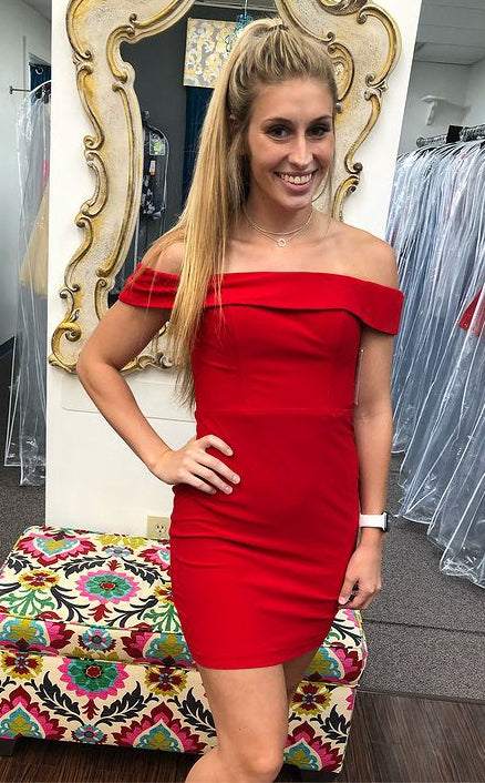 Off Shoulder Red Homecoming Dresses,Short Prom Dresses,Dance Dress BP359
