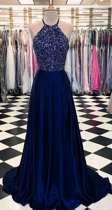 Long Prom Dresses with Beading Fashion School Dance Dress Winter Formal Dress PDP0410