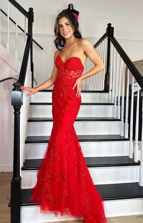 2023 Sexy Red Mermaid Long Prom Dress BP785