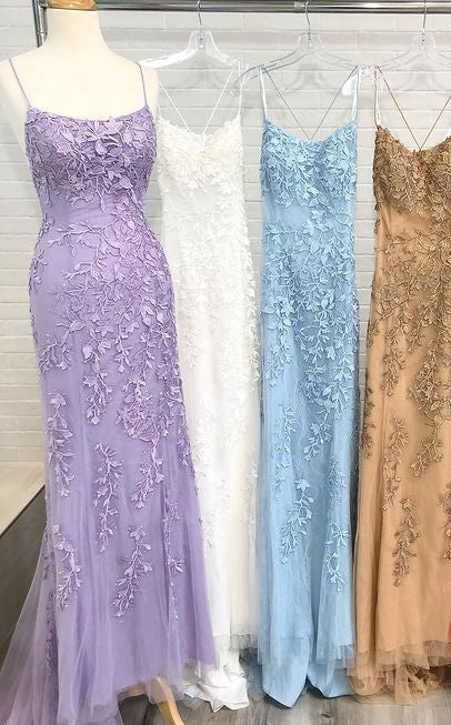 Lilac Mermaid Lace Long Prom Dresses,Formal Dress,Party Dress BP483