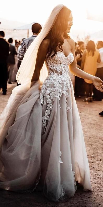 Strapless Sweetheart Tulle/Applique Beach Wedding Dress ,Fashion Custom made Bridal Dress PDW028