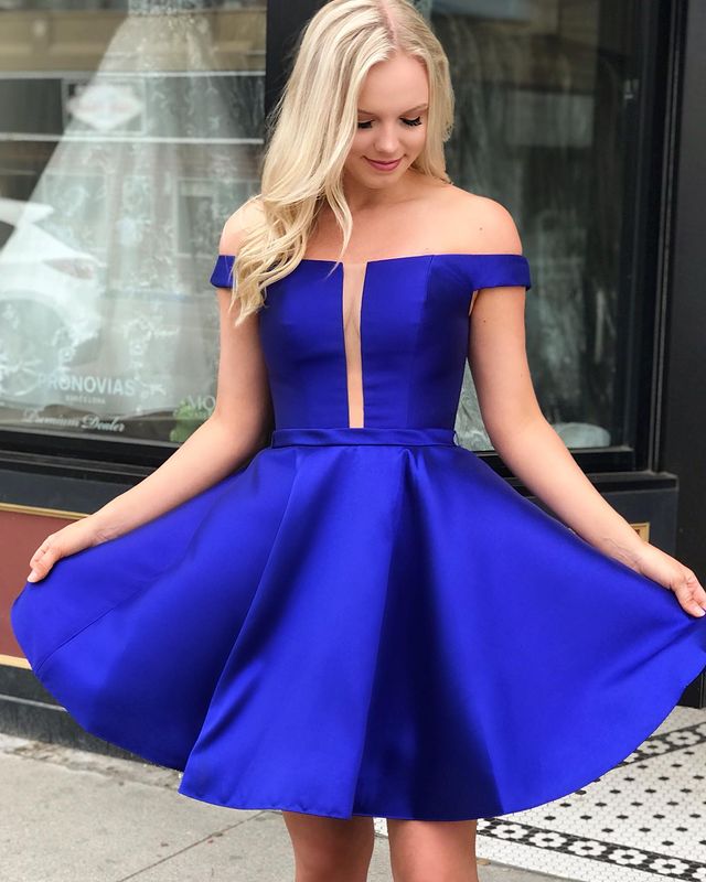 Off Shoulder Royal Blue Homecoming Dresses,Short Prom Dresses,Dance Dress BP477