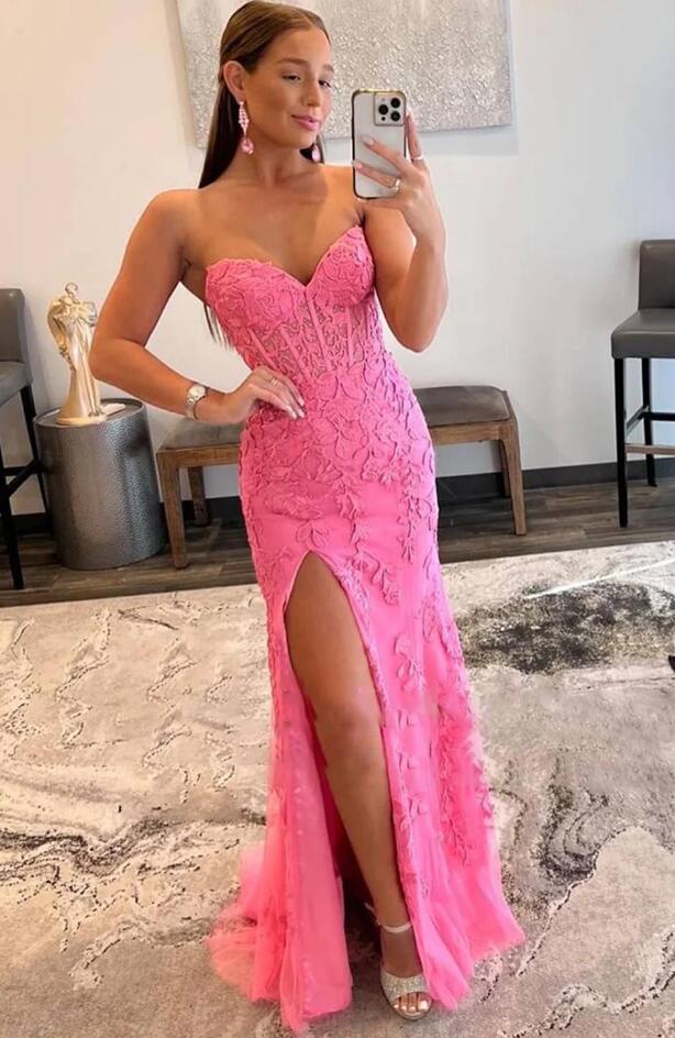 2023 Sexy Strapless Mermaid Long Prom Dress with Slit BP795