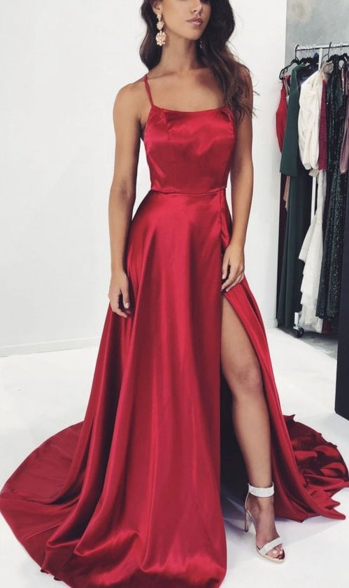 Simple Long Prom Dress with Slit,Fashion Dance Dress PDP0179