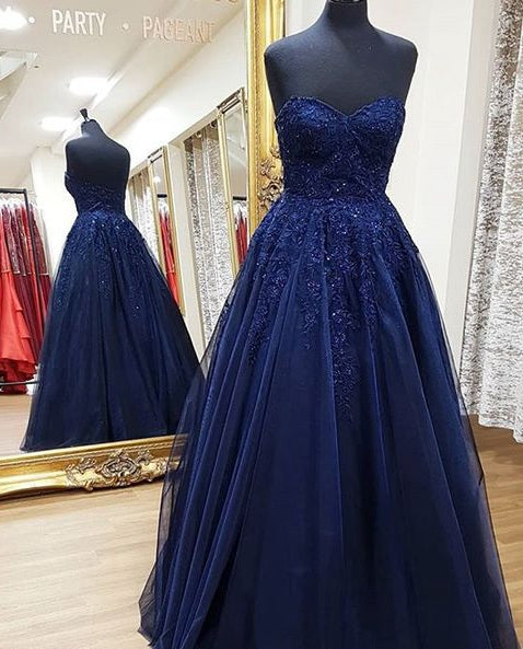 Strapless Sweetheart Long Prom Dress With Applique and Beading,Fashion Winter Formal Dress PDP0154