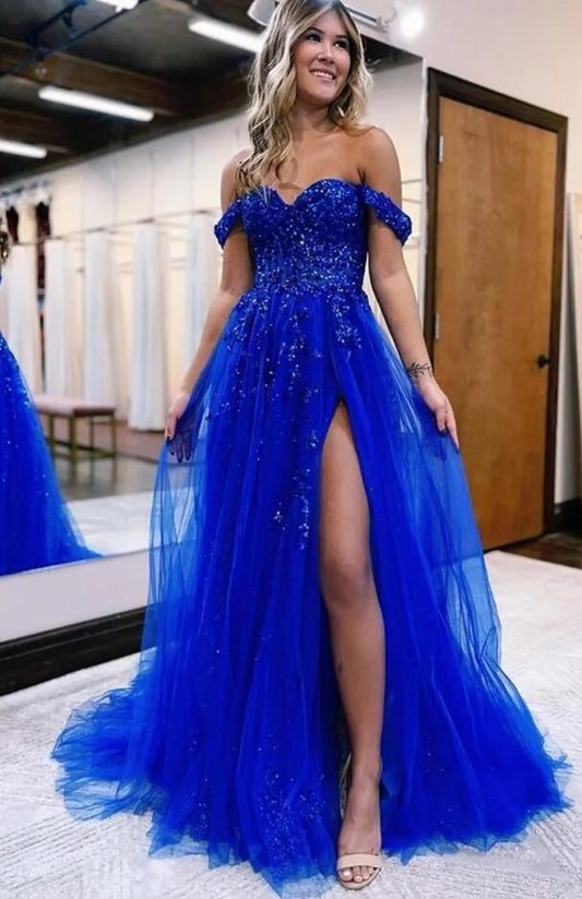2023 Sparkly Long Prom Dress with Slit BP801