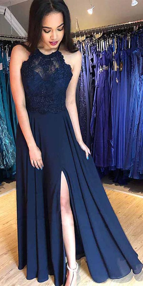 A-line Long Prom Dress With Applique and Beading,Fashion Winter Formal Dress PDP0151