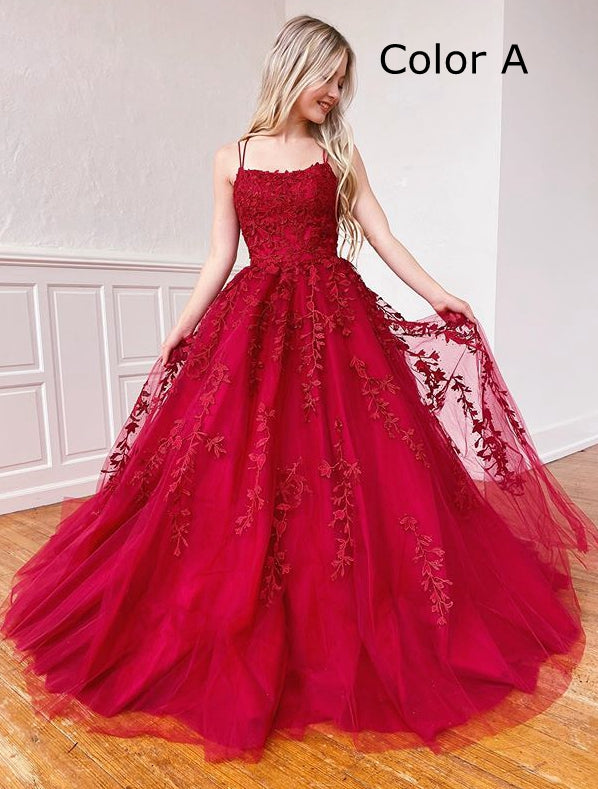 Long Prom Dresses with Appliques and Beading Fashion Formal Dress Lace up Back BP001