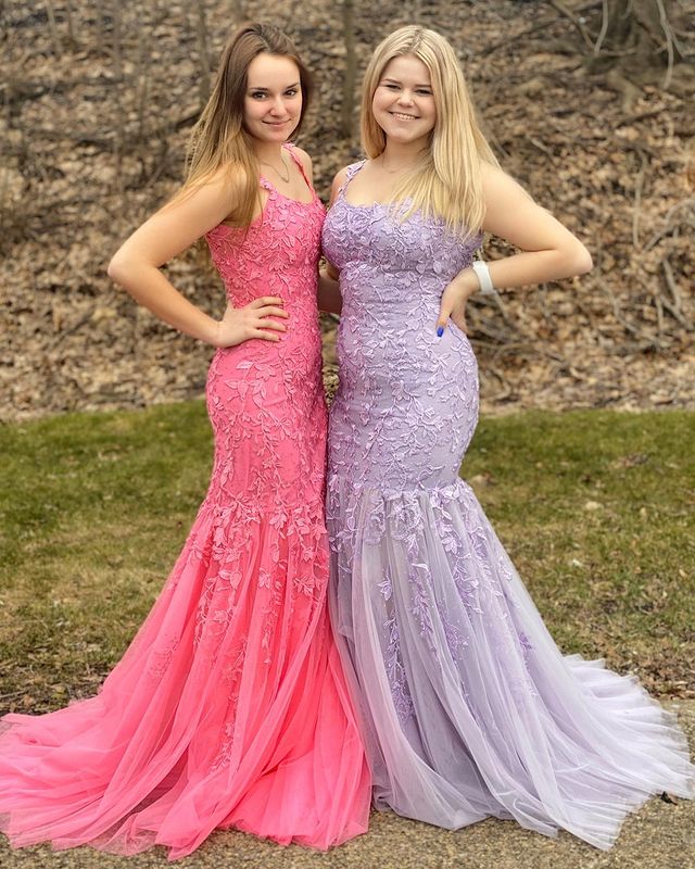 Open Back Lace/Tulle Long Prom Dresses with Appliques and Beading,Evening Dresses,Winter Formal Dresses,BP621