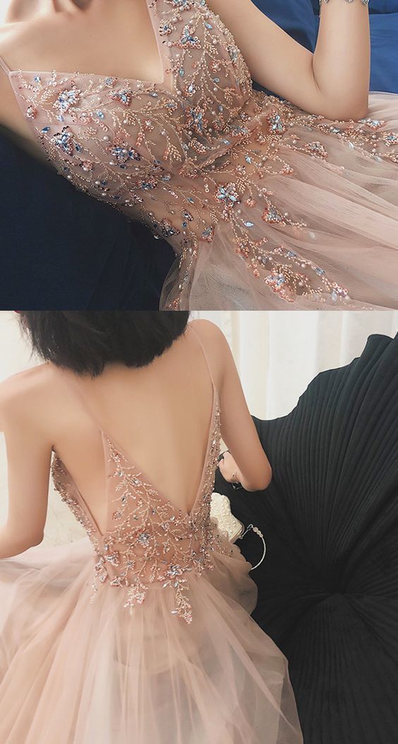 A-line Long Prom Dress with Beading, Popular Evening Dress ,Fashion Winter Formal Dress PDP0018