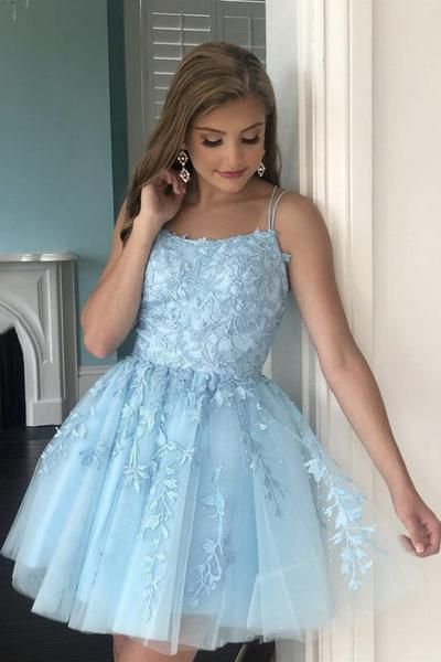 Short Tulle Prom Dresses with Appliques and Beading,Homecoming Dresses,BP295