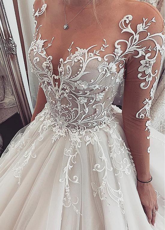 Tulle/Lace Ball Gown Wedding Dresses,Fashion Custom made Bridal Dress,PDW090