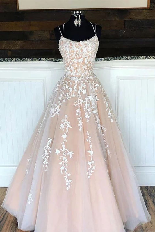 Lace up Back Long Prom Dress with Applique and Beading, Popular Evening Dress ,Fashion Winter Formal Dress PDP0021
