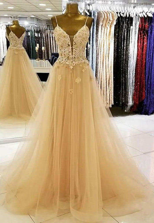 Tulle Long Prom Dress with Applique ,Fashion Dance Dress,Sweet 16 Quinceanera Dress PDP0287