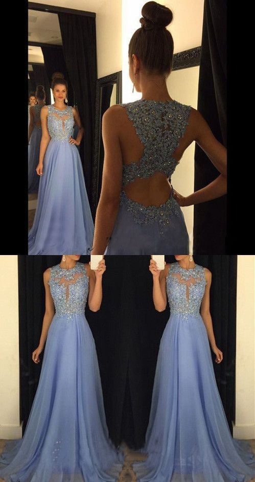 Open Back A-line Long Prom Dress with Applique and Beading,Fashion Dance Dress,Sweet 16 Dress PDP0230