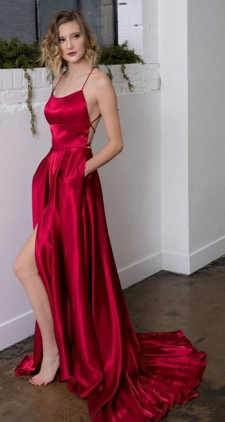 Simple Long Prom Dress with Slit,Fashion Dance Dress PDP0182