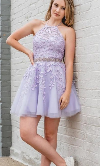 Halter Neck Lace Homecoming Dresses,Short Prom Dresses,Dance Dress BP468
