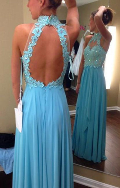 Open Back A line Long Prom Dress with Applique and Beading,Fashion Dance Dress,Sweet 16 Dress PDP0239