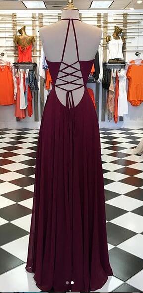 A-line Long Prom Dress with Lace up Back, Popular Dance Dress ,Fashion Wedding Party Dress PDP0055