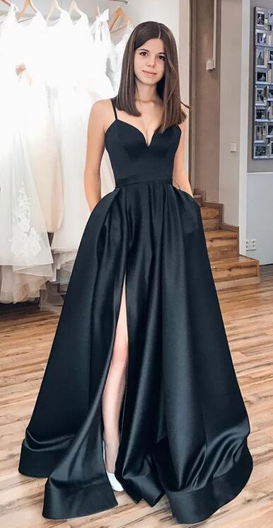 Simple Long Prom Dress with Slit, Popular School Dance Dress ,Fashion Wedding Party Dress PDP0085