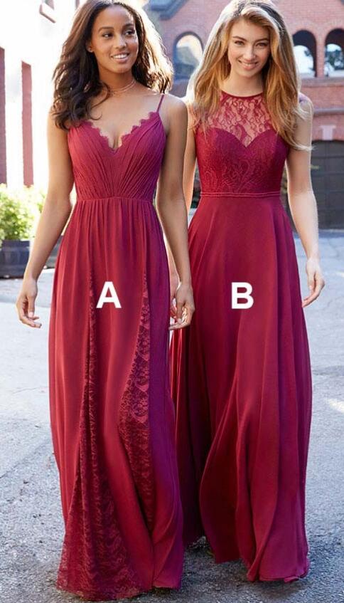 A-Line Floor Length Chiffon/Lace Bridesmaid Dress PDB003