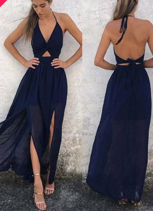 Halter Neck Backless Sexy Long Prom Dress PDP0118