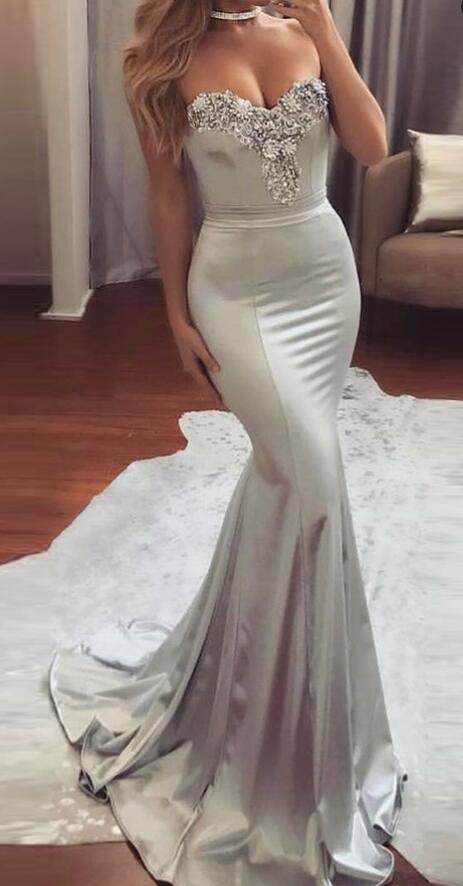Sweetheart Mermaid Long Prom Dress with Beading Fashion Wedding Party Dress PDP0121