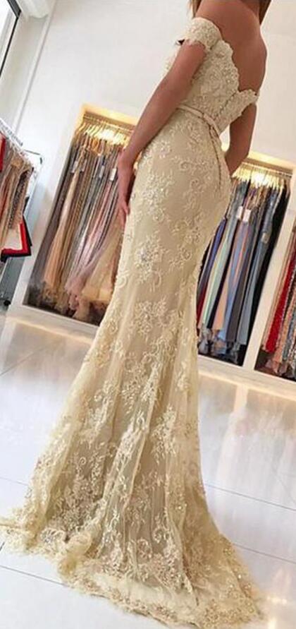 Mermaid Lace Long Prom Dress Off Shoulder,Fashion Wedding Party Dress PDP0127