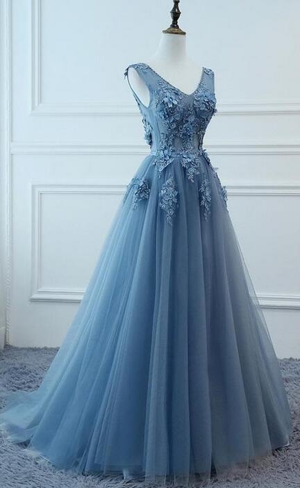 A-line Long Prom Dress with Applique and Beading,Fashion Dance Dress PDP0177