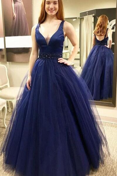 Open Back Long Prom Dress With Beading,Fashion Dance Dress,Sweet 16 Dress PDP0196
