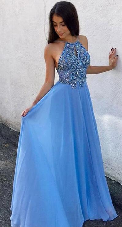 A-line Long Prom Dress with Beading,Fashion Dance Dress,Sweet 16 Dress PDP0202