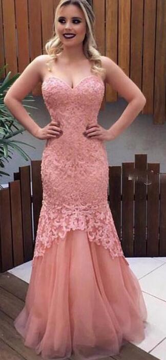 Sweetheart Mermaid Long Prom Dress with Applique,Fashion Dance Dress,Sweet 16 Dress PDP0227