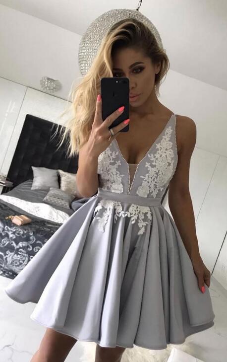 Short Homecoming Dress With Applique and Beading, Popular Short Prom Dress ,Fashion Dancel Dress PDH0017