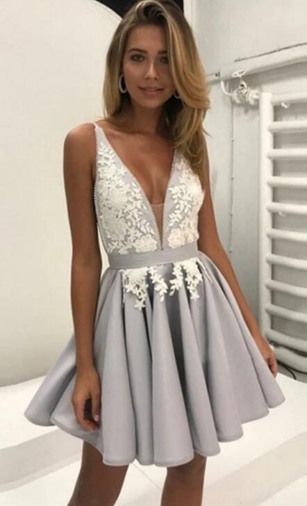 Short Homecoming Dress With Applique and Beading, Popular Short Prom Dress ,Fashion Dancel Dress PDH0017