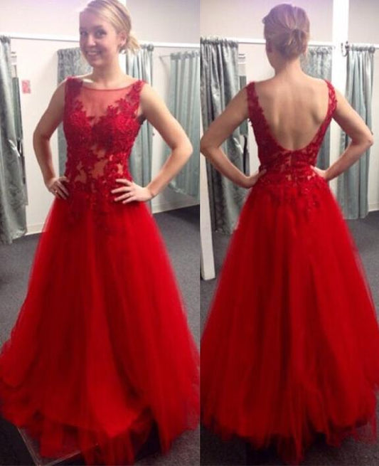 Open Back A-line Long Prom Dress with Applique,Fashion Dance Dress,Sweet 16 Quinceanera Dress PDP0267