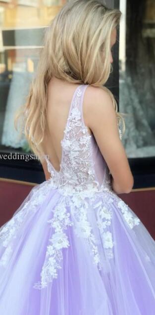 Open Back Long Prom Dress with Applique,Fashion Dance Dress,Sweet 16 Quinceanera Dress PDP0291