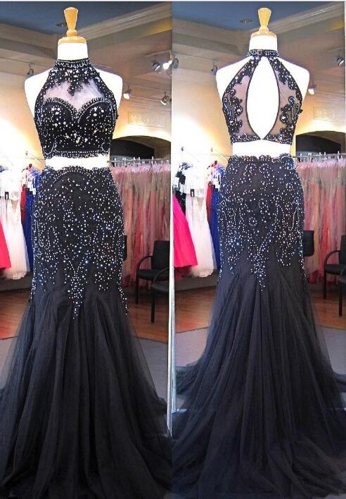 Two Pieces Mermaid Long Prom Dress with Applique and Beading,Fashion Dance Dress,Sweet 16 Quinceanera Dress PDP0293