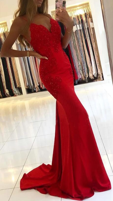 Sexy Mermaid Long Prom Dress with Applique and Beading,Fashion Dance Dress,Winter Formal Dress PDP0321