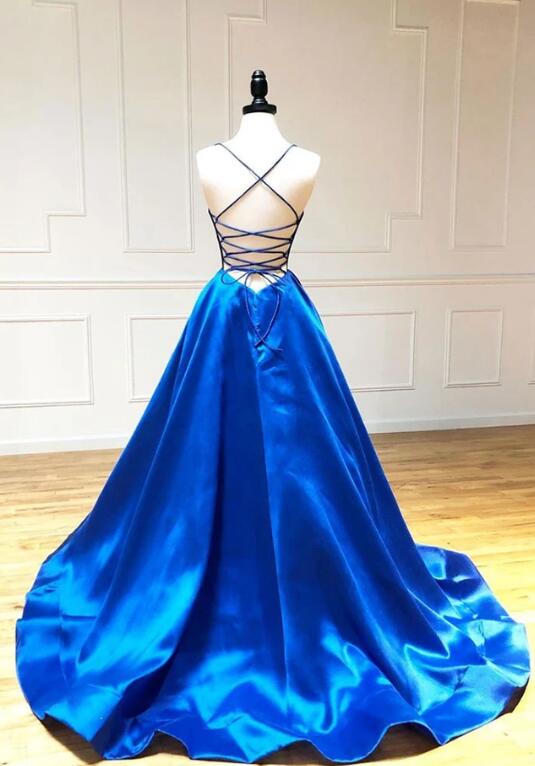 Royal Blue Long Prom Dresses Fashion School Party Dress Winter Dance Dress PDP0393