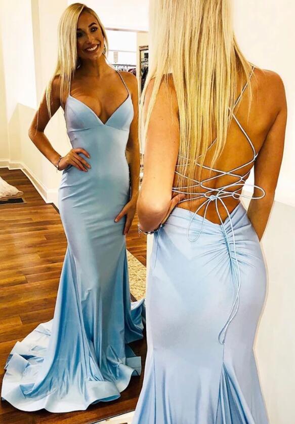 Mermaid Long Prom Dresses with Lace up Back,Fashion School Dance Dress,Winter Formal Dress PDP0336