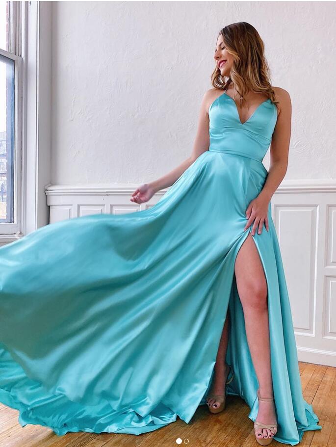 Prom Dresses with Lace up Back Simple Long Prom Dress 8th Graduation Dress Formal Dress PDP0546