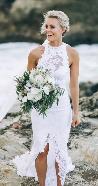 Lace Beach Wedding Dress ,Fashion Custom made Bridal Dress PDW017