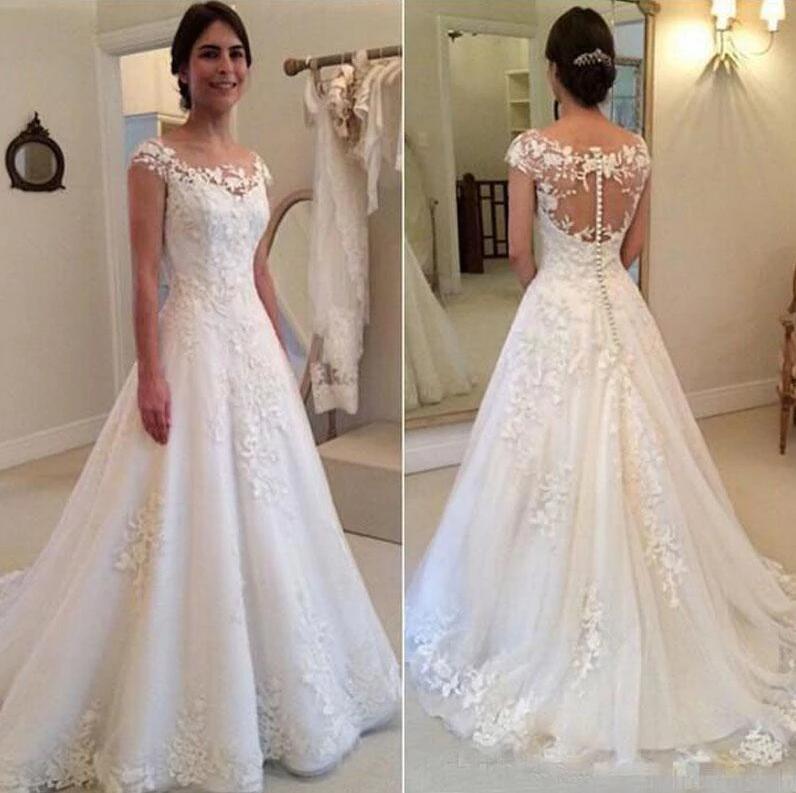 A-line Wedding Dress with Applique ,Fashion Custom made Bridal Dress PDW021