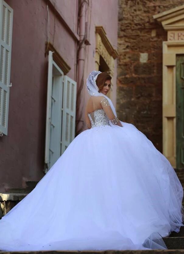 Ball Gown Tulle Wedding Dress with Beading ,Fashion Custom made Bridal Dress PDW022